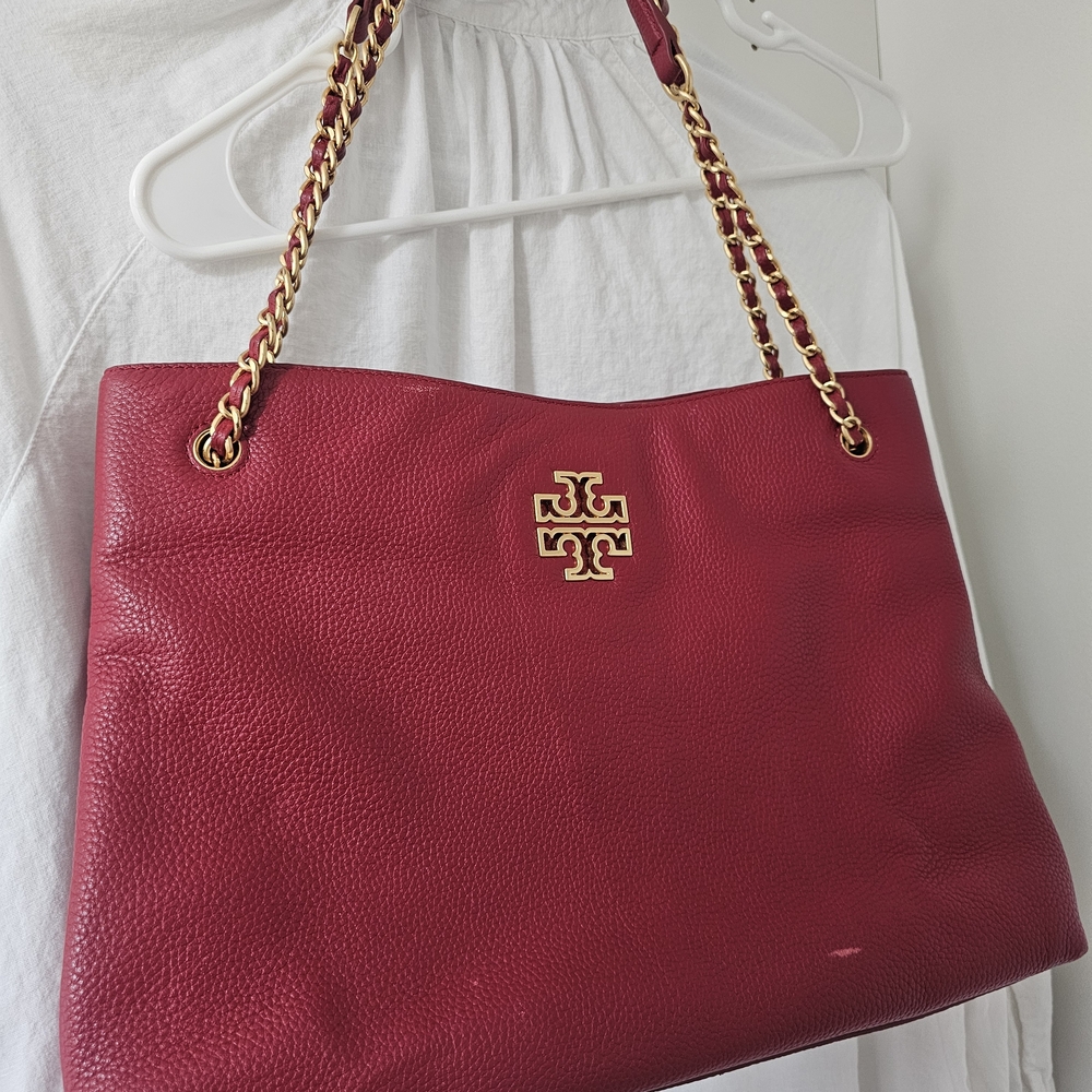 Tory Burch Burgundy Leather Shoulder Bag